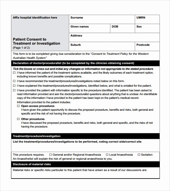 Medical Consent form Templates New Sample Medical Consent form 13 Free Documents In Pdf