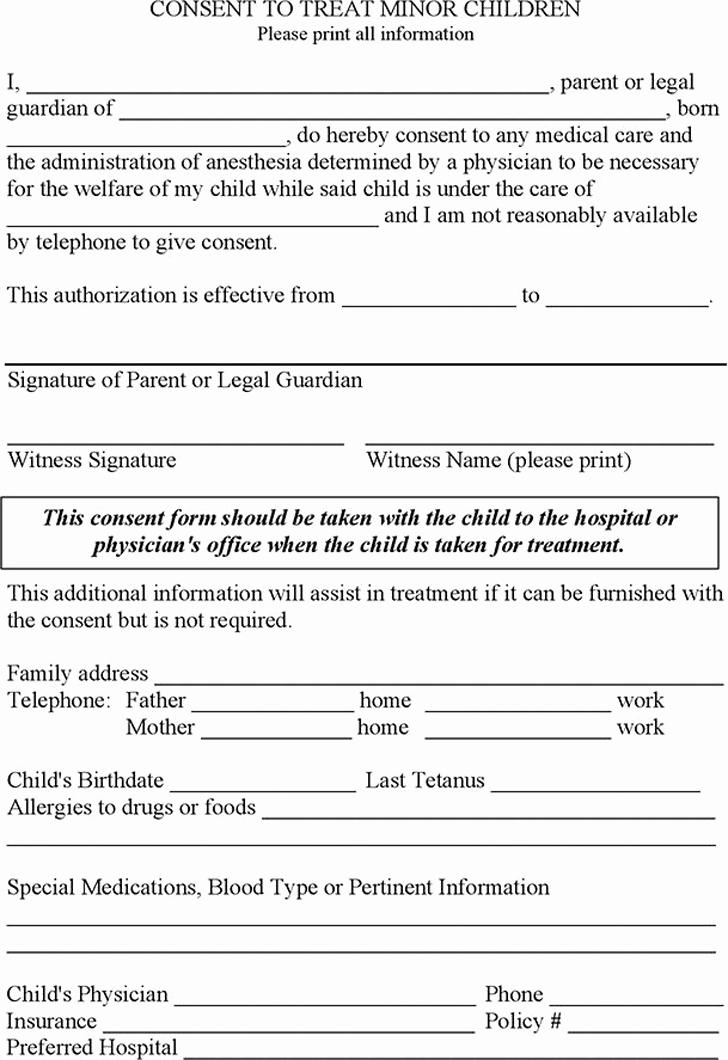 Medical Consent form Templates Unique Medical Consent form