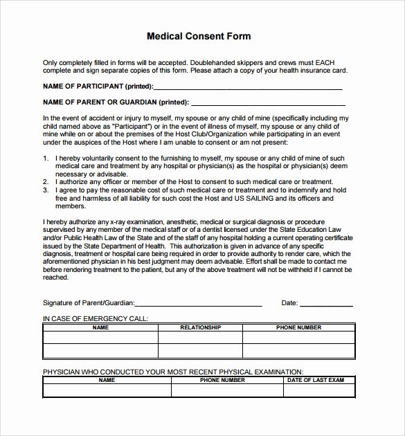 Medical Consent form Templates Unique Sample Medical Consent form 13 Free Documents In Pdf