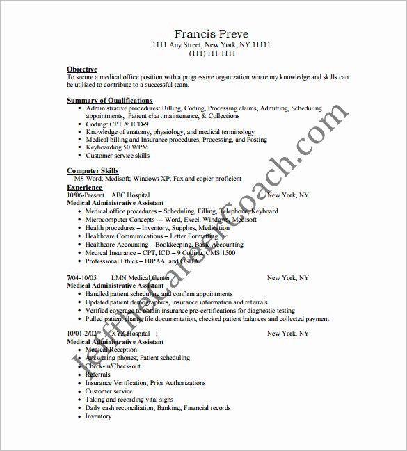 Medical Cv Template Word New 7 Medical assistant Resume Templates Doc Excel Pdf