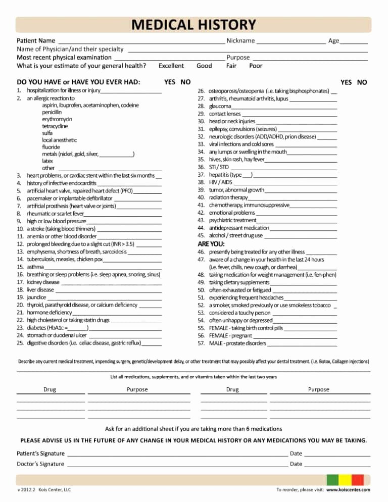 Medical History form Template Awesome 67 Medical History forms [word Pdf] Printable Templates