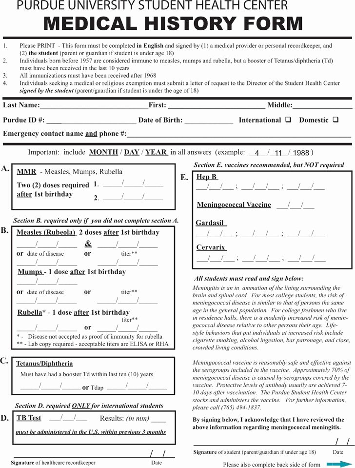 Medical History form Template Beautiful Medical History form – Medical form Templates