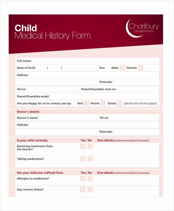 Medical History form Template Best Of Medical History form 9 Free Pdf Documents Download