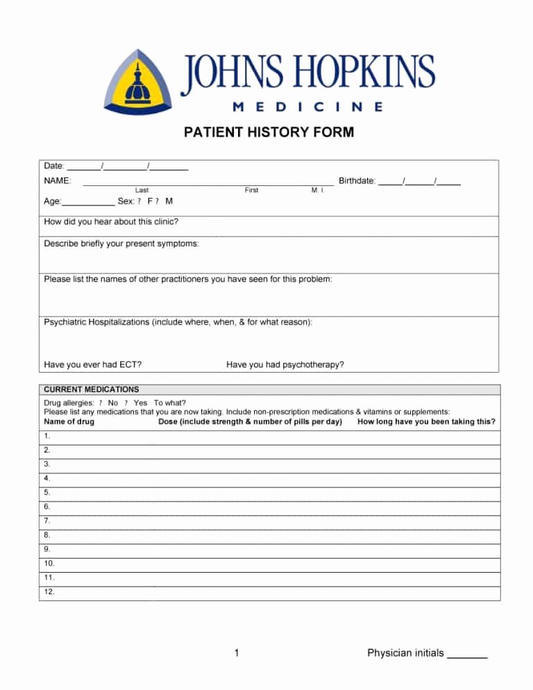 Medical History form Template Inspirational 67 Medical History forms [word Pdf] Printable Templates