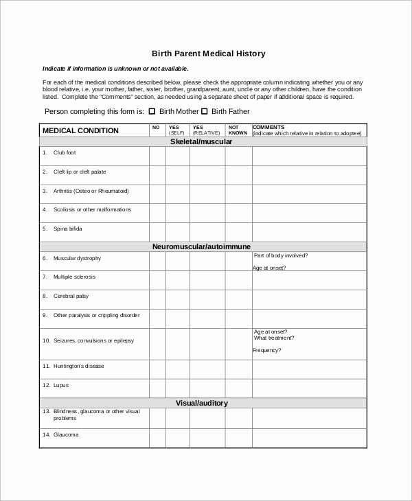 Medical History form Template Inspirational Sample Medical History form 10 Examples In Word Pdf
