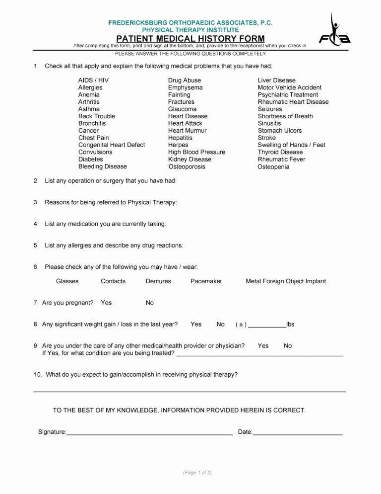 Medical History form Template Lovely 67 Medical History forms [word Pdf] Printable Templates