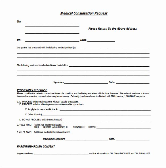 Medical Referral forms Template Awesome Sample Medical Consultation form 11 Download Free