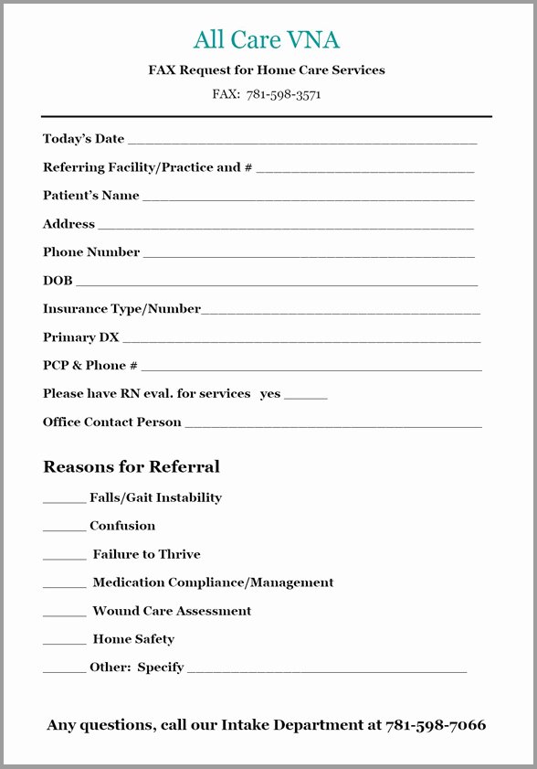Medical Referral forms Template Elegant Accessing Vna Services