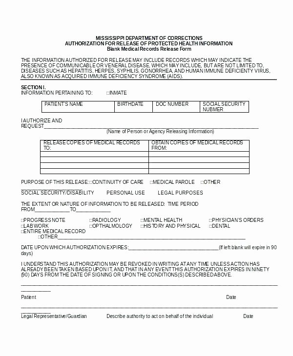Medical Release forms Template Lovely Authorization to Release Information Template Example