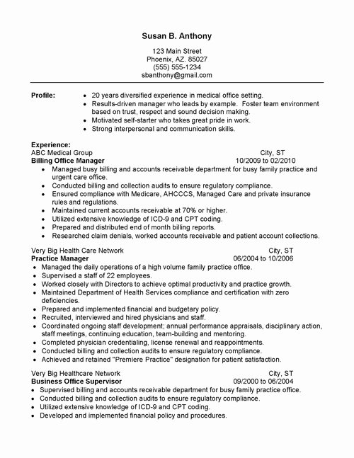 Medical Resume Template Free Lovely Medical Fice Manager Resume