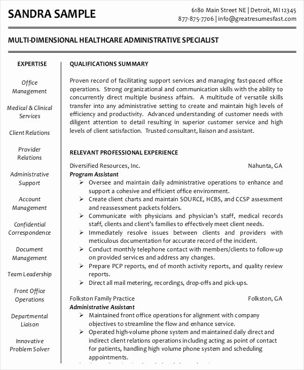 Medical Resume Template Free Unique Medical Administrative assistant Resume – 10 Free Word