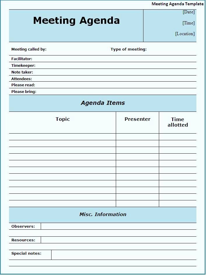 Meeting Agenda Template Word Awesome Meeting Agendas Templates