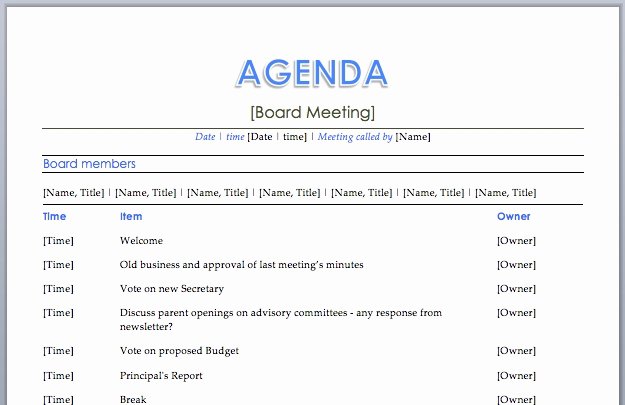 Meeting Agenda Template Word Elegant Meeting Agenda Template Word