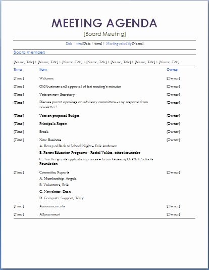 Meeting Agenda Template Word New 10 formally Used Agenda Templates