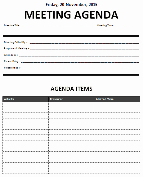 Meeting Minutes Template Excel Elegant 15 Meeting Agenda Templates Excel Pdf formats