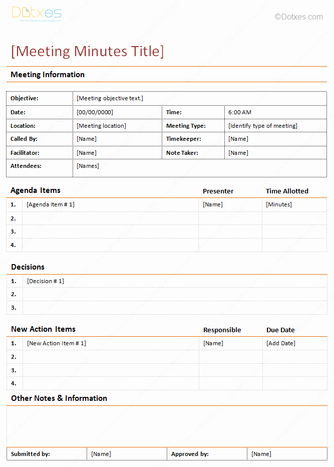 Meeting Notes Template Free Best Of Meeting Minutes Template Detailed format Dotxes