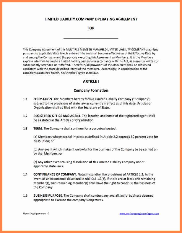 Membership Agreement Template Free Fresh 4 Limited Liability Pany Agreement Template