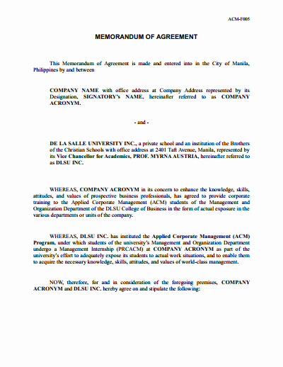 Memorandum Of Agreement Templates Beautiful Memorandum Of Understanding Download Edit Fill &amp; Print