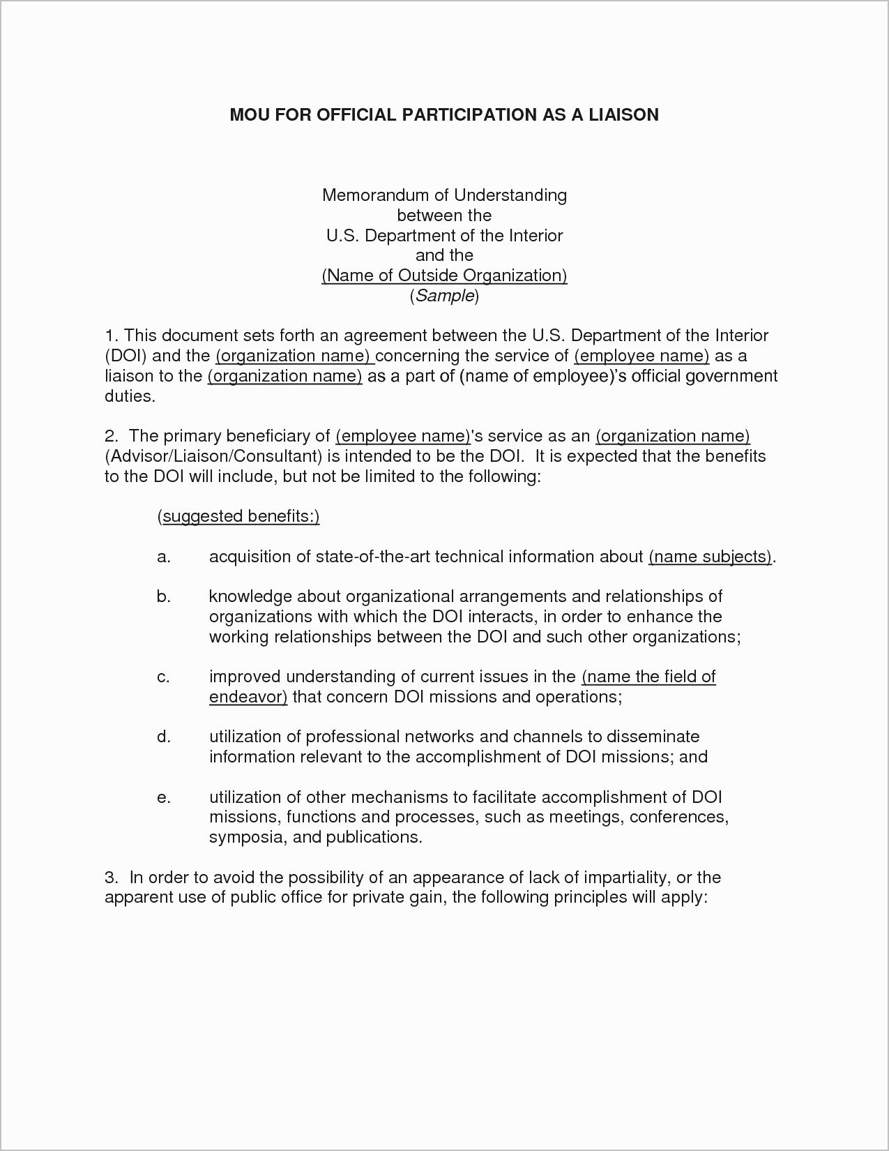 Memorandum Of Agreement Templates New Valid Memorandum Understanding Template Army