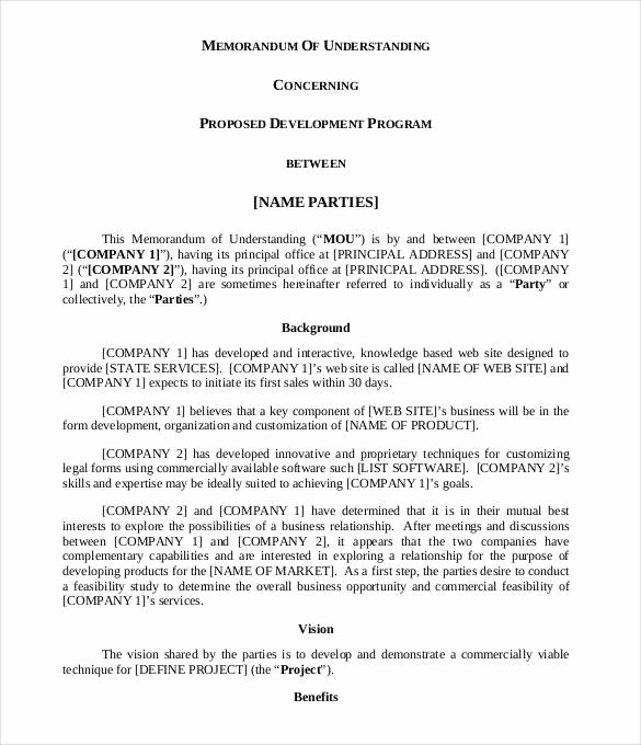 Memorandum Of Agreement Templates Unique 41 Memorandum Of Understanding Templates Pdf Google