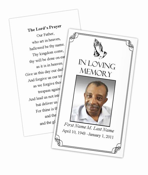 Memorial Cards Templates Free Lovely Praying Hands Memorial Prayer Card Template Elegant
