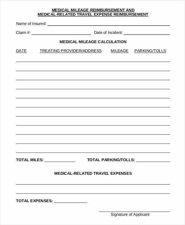 Mileage Reimbursement form Template Fresh Mileage Reimbursement form Pdf Free Download Printable