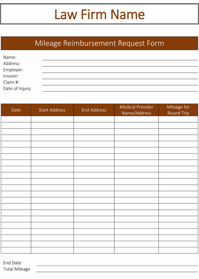 Mileage Reimbursement form Template Unique 5 Mileage Reimbursement form Templates for Word and Excel