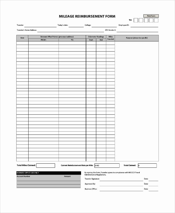 Mileage Reimbursement form Template Unique Sample Reimbursement form 9 Examples In Pdf Word Excel