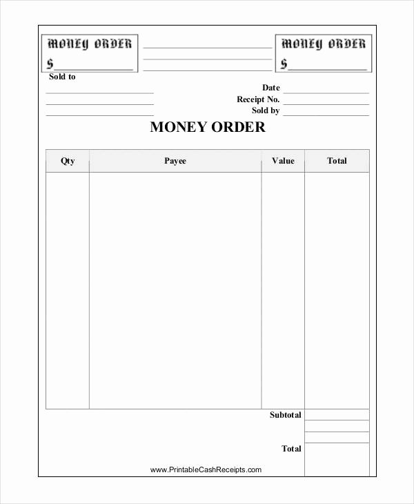 Money order Receipt Template New order Receipt Templates 8 Examples In Word Pdf