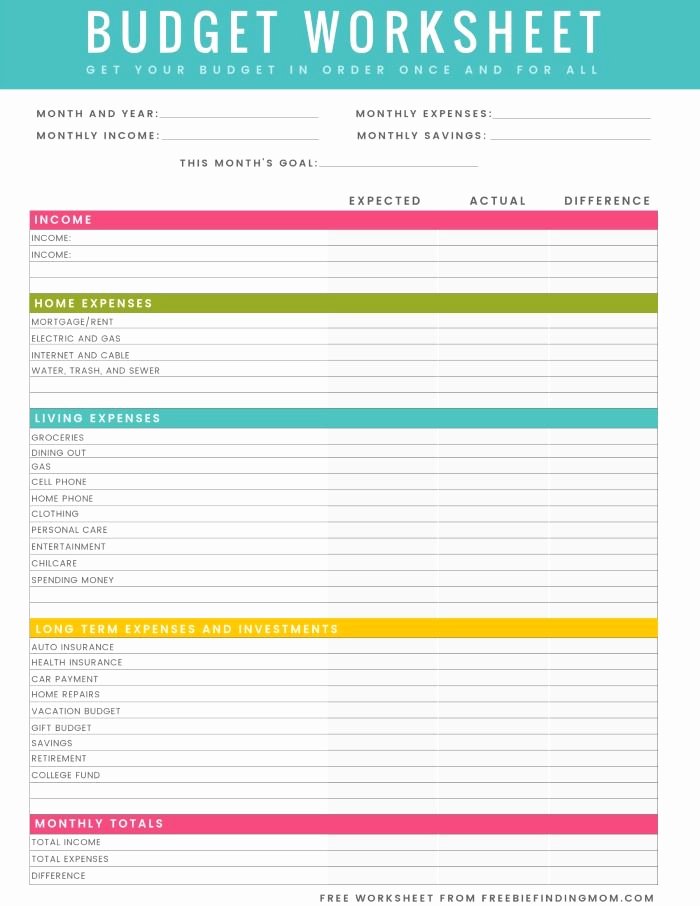 Monthly Budget Template Pdf Inspirational Free Printable Household Bud Worksheet – Excel &amp; Pdf