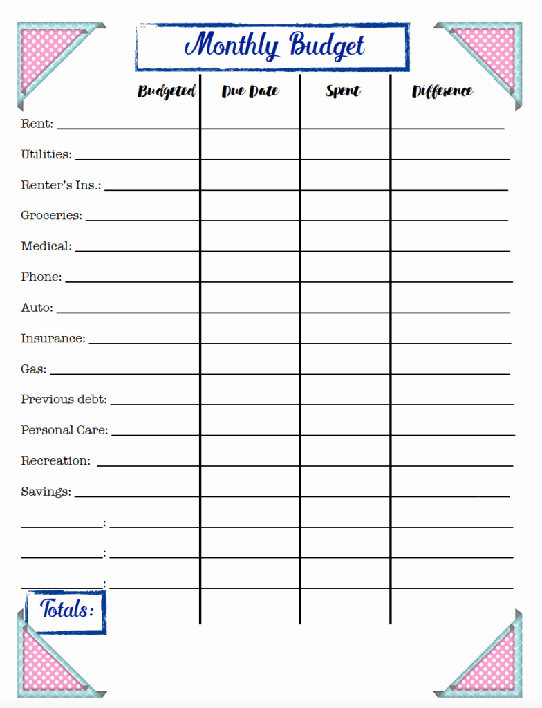 Monthly Budget Template Pdf New Free Bud Ing Printables Expense Tracker Bud &amp; Goal