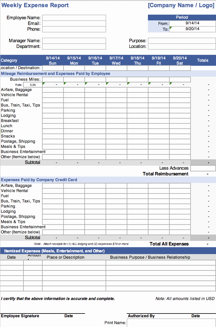Monthly Expense Report Template Fresh the 7 Best Expense Report Templates for Microsoft Excel
