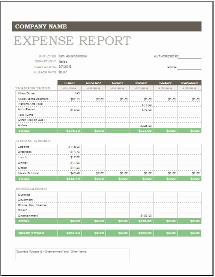 Monthly Expense Report Template New Daily Weekly &amp; Monthly Expense Report Template