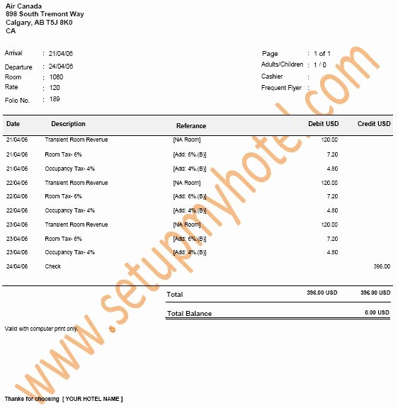 Motel 6 Receipt Template Awesome 23 Of Hilton Hotel Bill Template