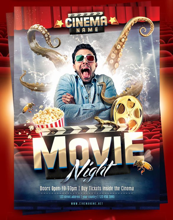 Movie Night Flyer Templates Lovely Movie Night Flyer Template 20 Free Jpg Psd format