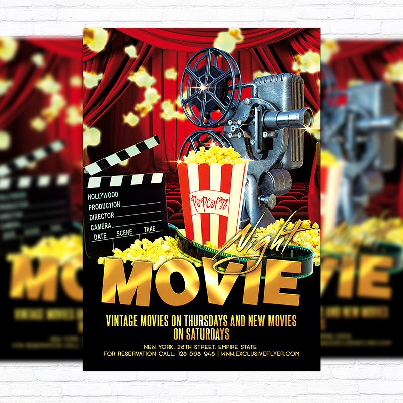 Movie Night Flyer Templates Unique Movie Night – Premium Flyer Template Cover