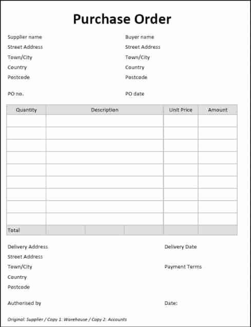 Ms Word Purchase order Template Fresh 5 Purchase order Templates Excel Pdf formats
