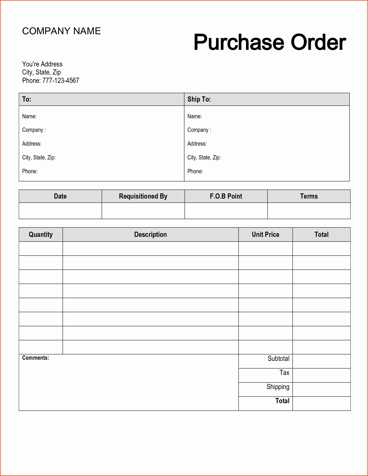 Ms Word Purchase order Template Fresh Free Purchase order Template 37 Free Purchase order