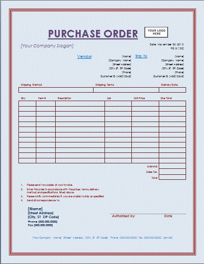 Ms Word Purchase order Template Luxury 7 Purchase order Template Word