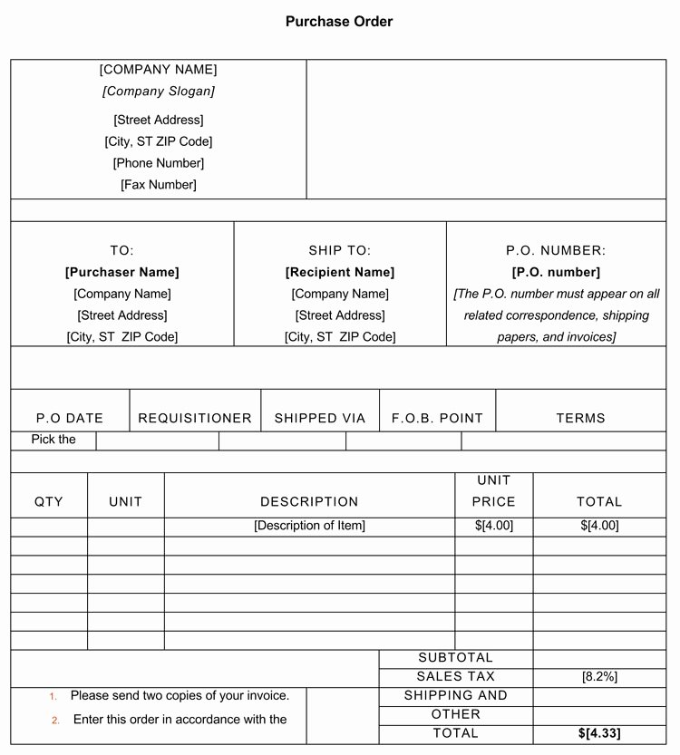 Ms Word Purchase order Template New 40 Free Purchase order Templates forms