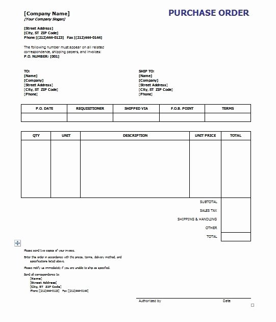 Ms Word Purchase order Template Unique Purchase order Template Word