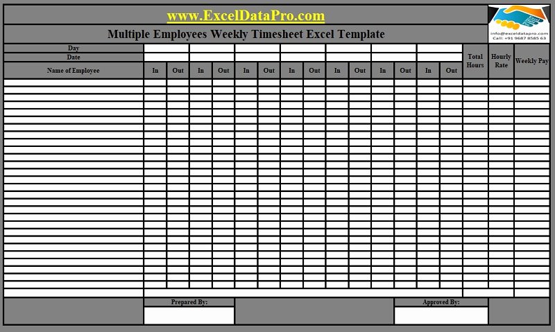 Multiple Employee Timesheet Template Awesome Download Multiple Employees Weekly Timesheet Excel