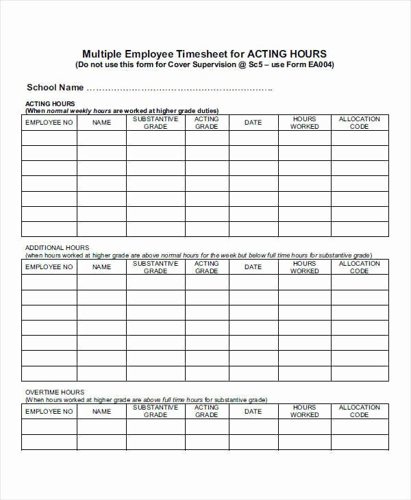 Multiple Employee Timesheet Template Fresh 45 Timesheet Templates Docs Pages Word