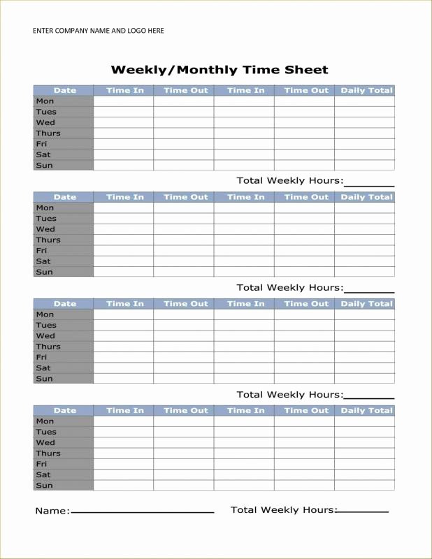 Multiple Employee Timesheet Template Unique Weekly Timesheet Template Excel
