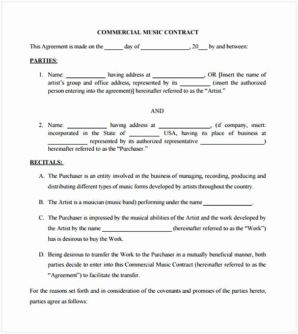 Music Producer Contract Template Beautiful Music Contract Template