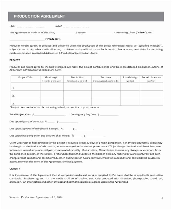 Music Producer Contract Template Unique Music Agreement Contract Sample 7 Examples In Word Pdf
