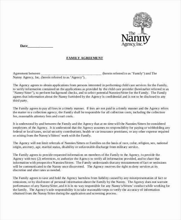 Nanny Contract Template Word Beautiful 12 Nanny Contract Templates Word Docs