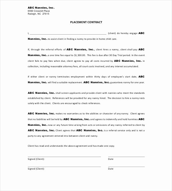 Nanny Contract Template Word Unique 9 Nanny Contract Examples Pdf Doc