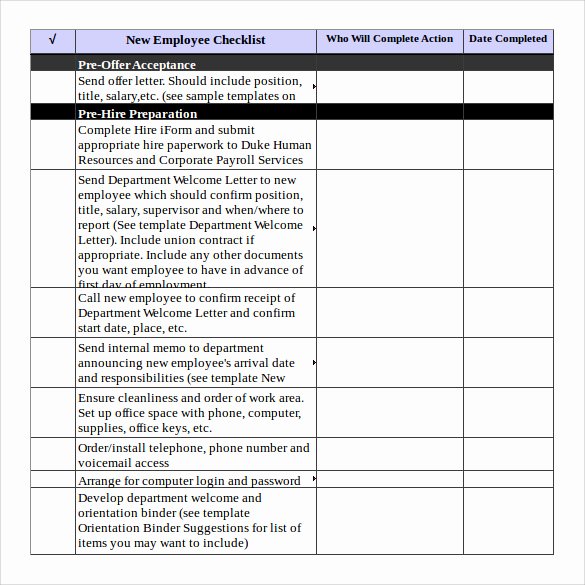 New Hire Checklist Template Excel Luxury Excel List Template Sample