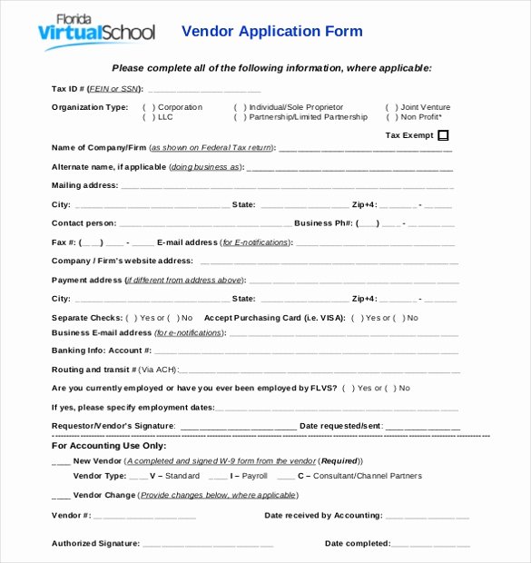New Vendor form Template Elegant Vendor Application Template – 9 Free Word Pdf Documents